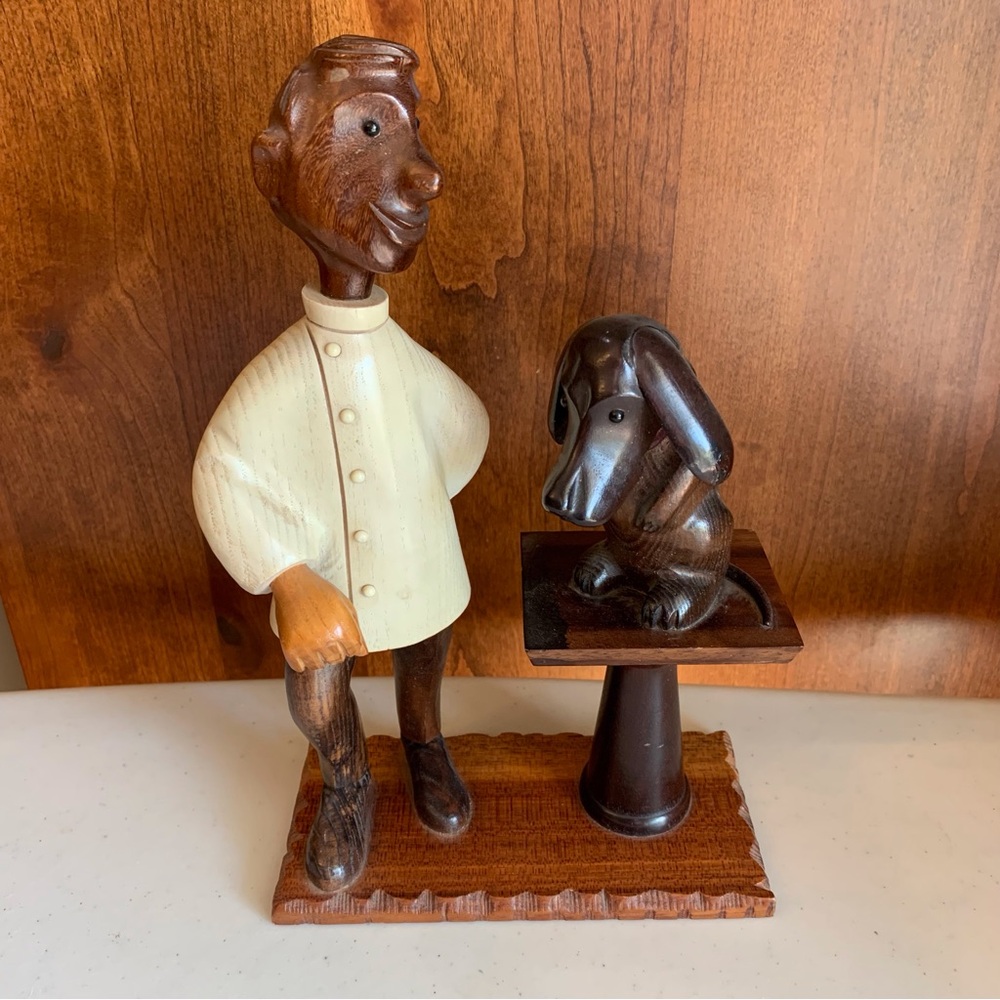 Vintage 70’s Romer of Italy Hand Carved Veterinarian With Dog Figurine
